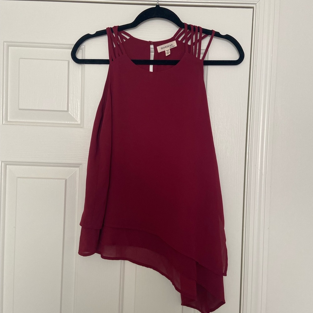 Sleeveless Burgundy Top